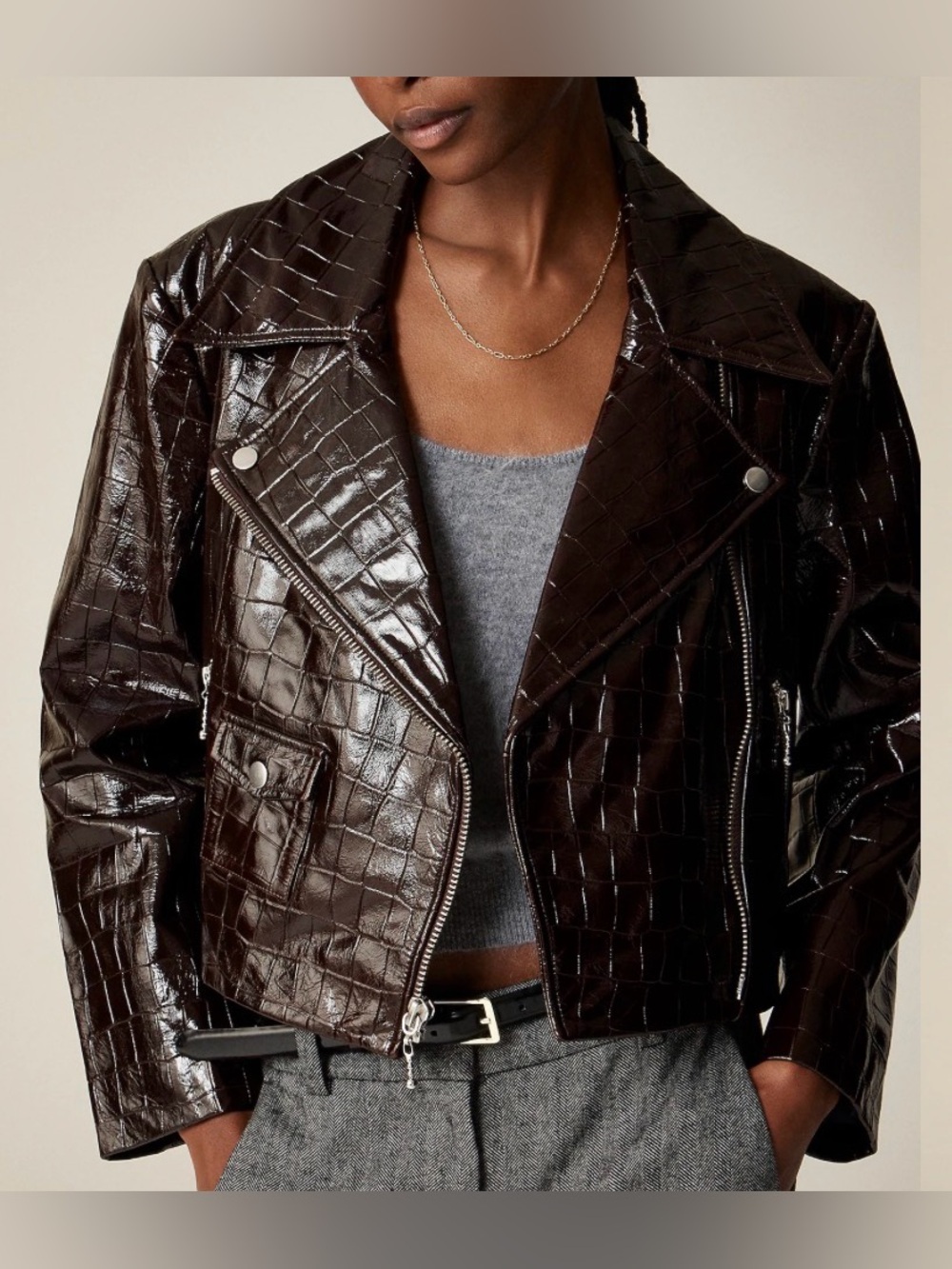NWOT New J. Crew Collection moto jacket in croc-embossed leather